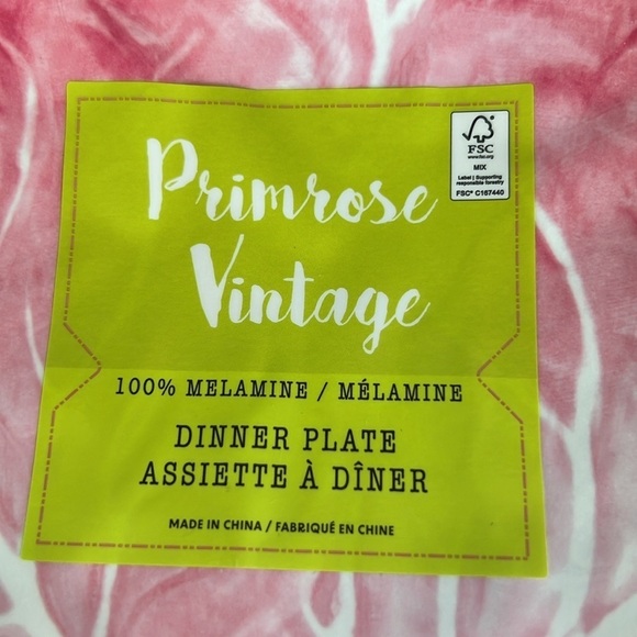 Primrose Vintage Melamine Dinner Plates Pink Cabbage Leaf  11" Set of 4 New - Picture 2 of 4